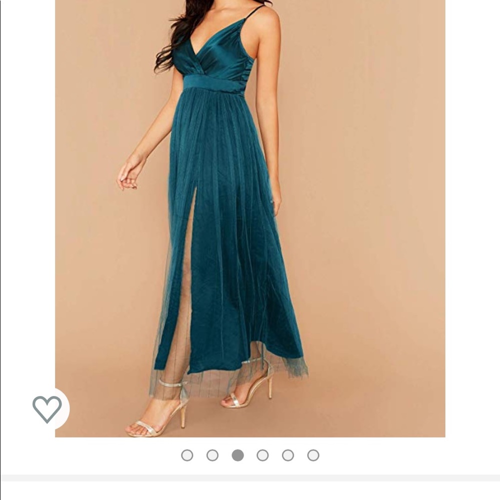 Turquoise tulle and satin dress